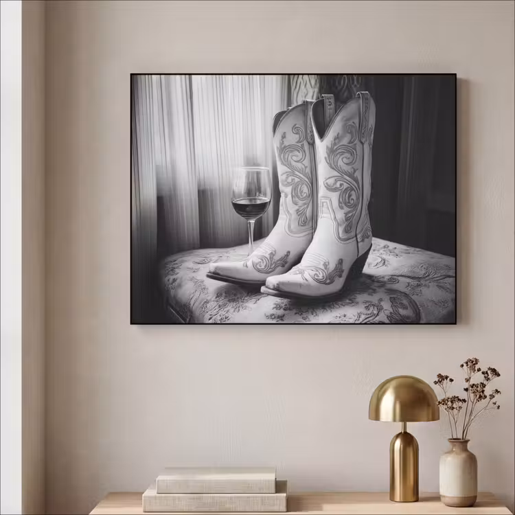 Art Frame - Wijn - Cowboylaarzen - Raamlicht - Wit — 5