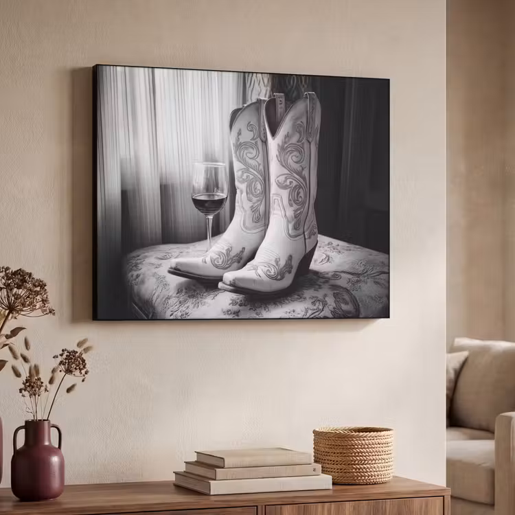 Art Frame - Wijn - Cowboylaarzen - Raamlicht - Wit — 7