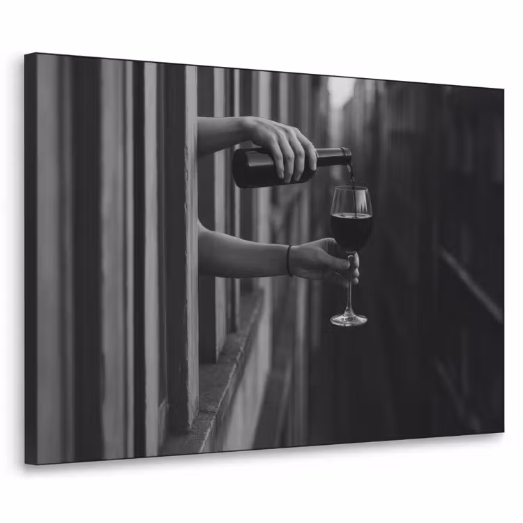 Art Frame - Wijnfles - Glas - Handen - Raam — 1