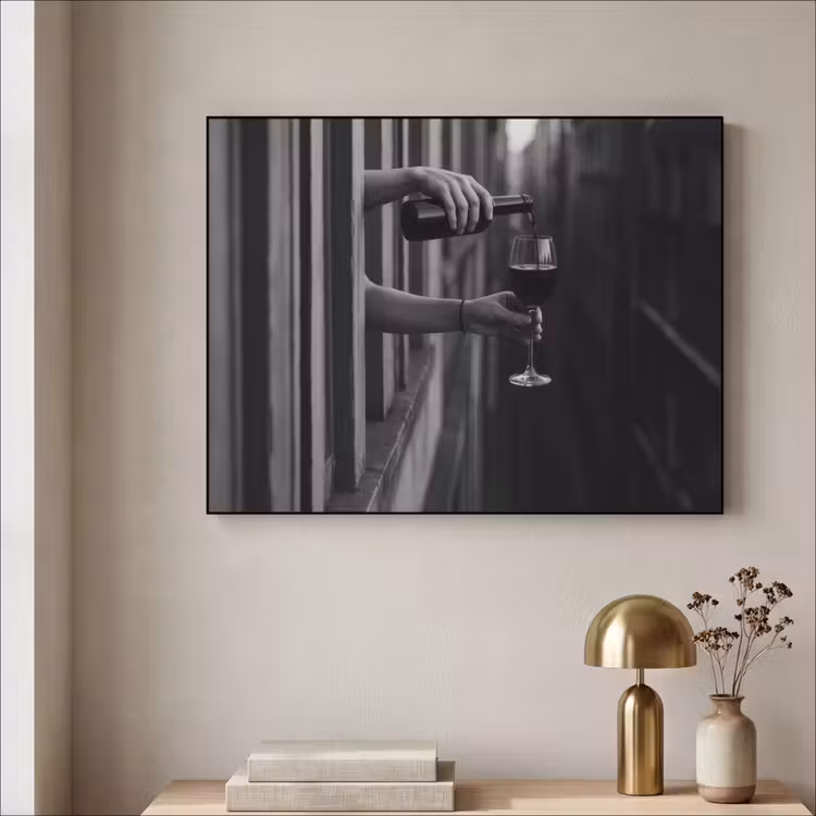 Art Frame - Wijnfles - Glas - Handen - Raam — 5