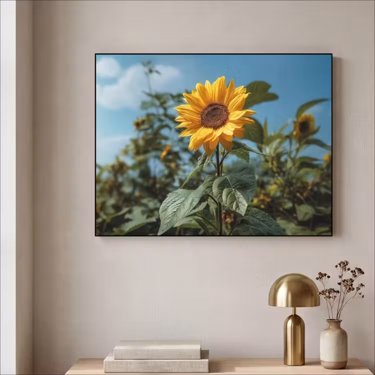 Art Frame - Zonnebloemen - Helderblauwer lucht - Gras — 5