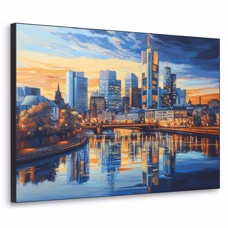 Art Frame - Zonsondergang Frankfurt - Stad - Skyline - Water — 1