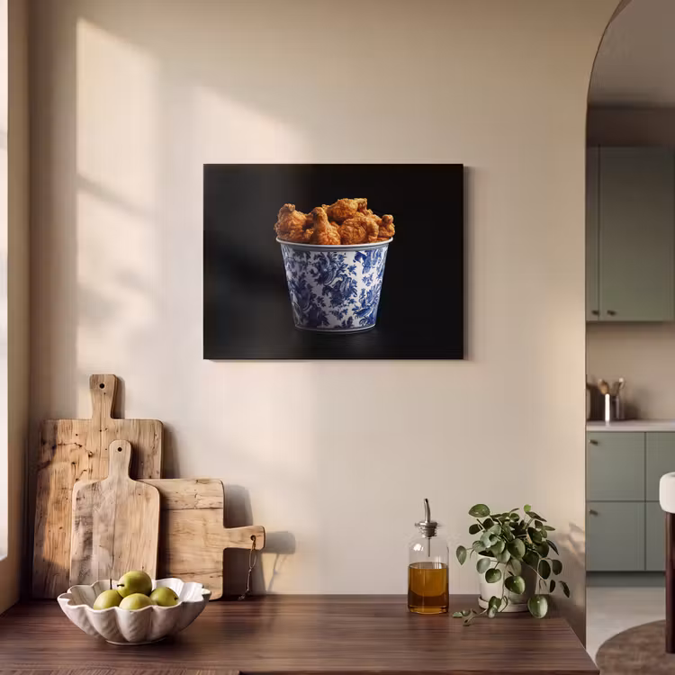 Akoestisch schilderij - Kip - Bucket - Delfts blauw - Lekker — 4