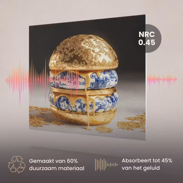 Akoestisch schilderij - Delftsblauw - Goud - Burger — 3
