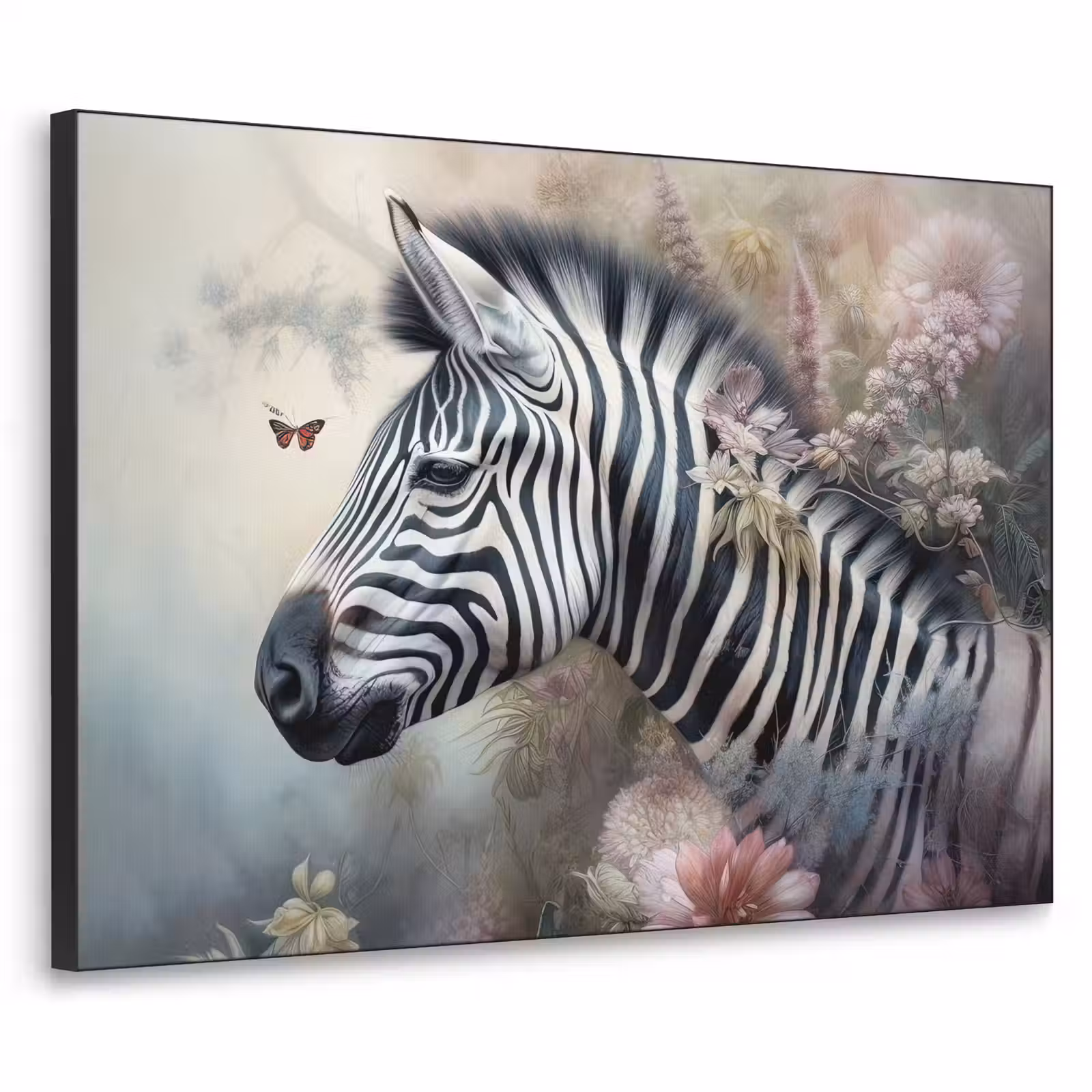 Art Frame - Zebra - Wilde dieren - Vlinder - Bloemen — 1