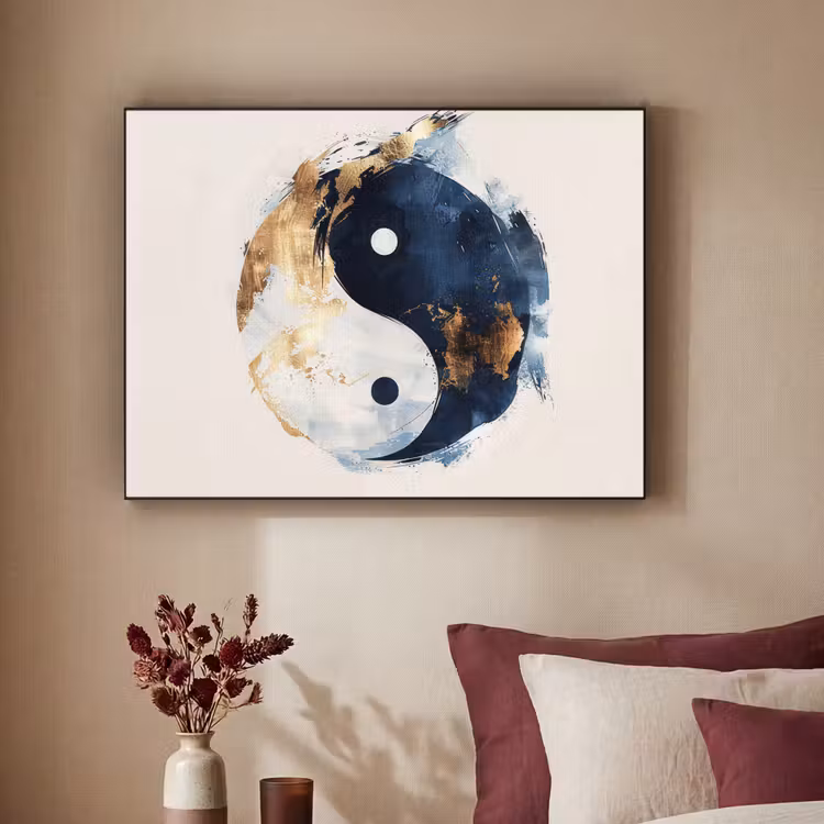 Art Frame - Yin Yang - Abstract - Zwart - Wit - Goud — 3