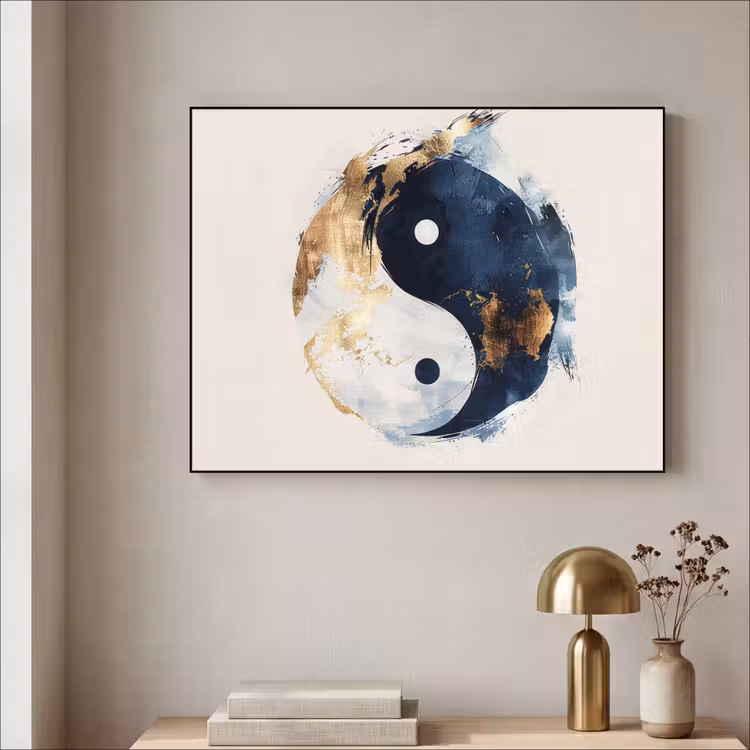 Art Frame - Yin Yang - Abstract - Zwart - Wit - Goud — 5