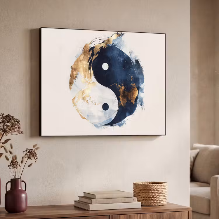 Art Frame - Yin Yang - Abstract - Zwart - Wit - Goud — 7