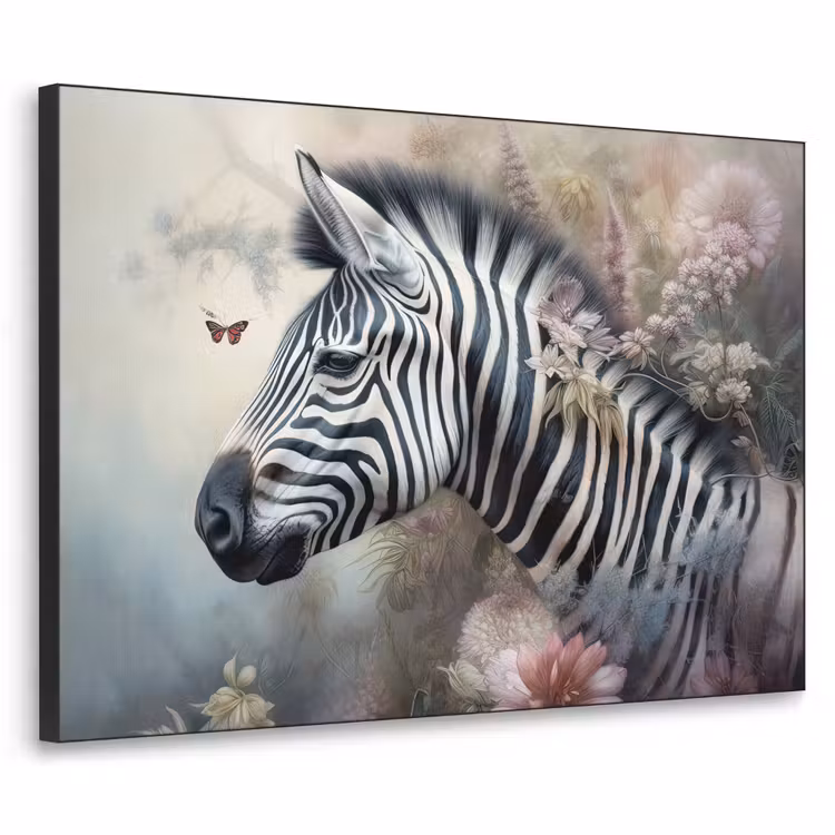 Art Frame - Zebra - Wilde dieren - Vlinder - Bloemen — 1