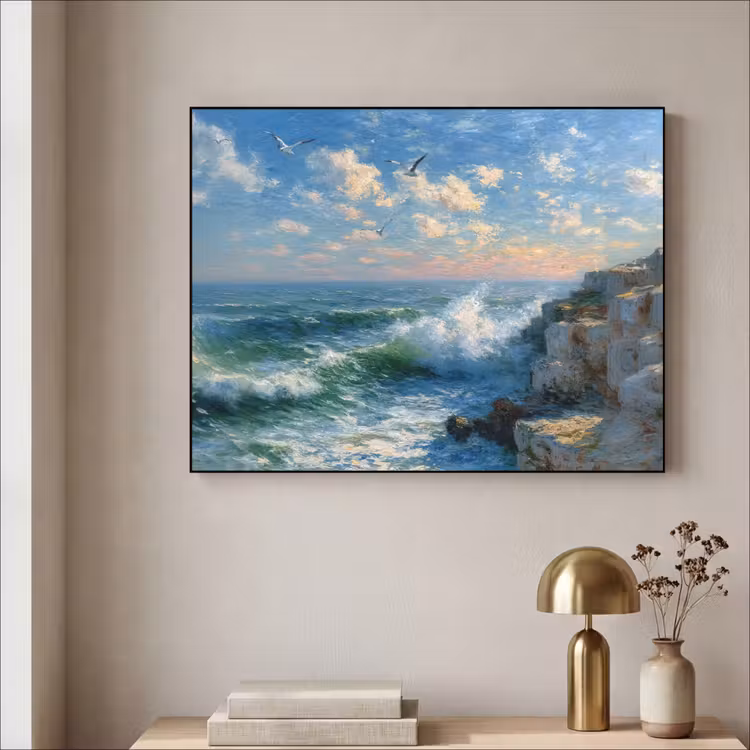 Art Frame - Zee - Golven - Rotsen - Meeuwen — 5