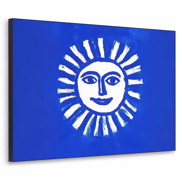 Art Frame - Zon - Gezicht - Penseelstructuur - Blauw — 1