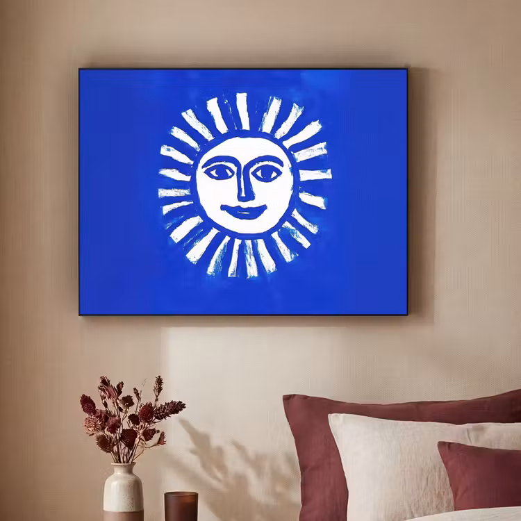 Art Frame - Zon - Gezicht - Penseelstructuur - Blauw — 3