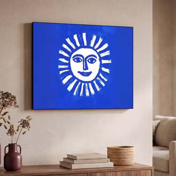 Art Frame - Zon - Gezicht - Penseelstructuur - Blauw — 7
