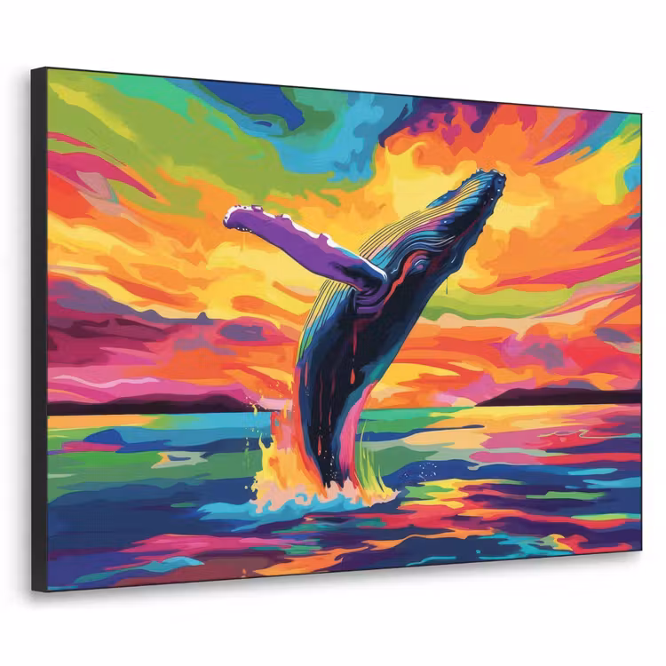 Art Frame - Zonsondergang - Walvis - Geschilderd - Kleurrijk — 1