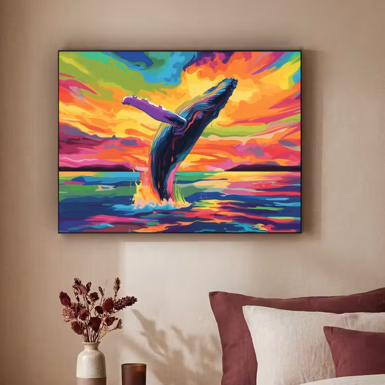 Art Frame - Zonsondergang - Walvis - Geschilderd - Kleurrijk — 3
