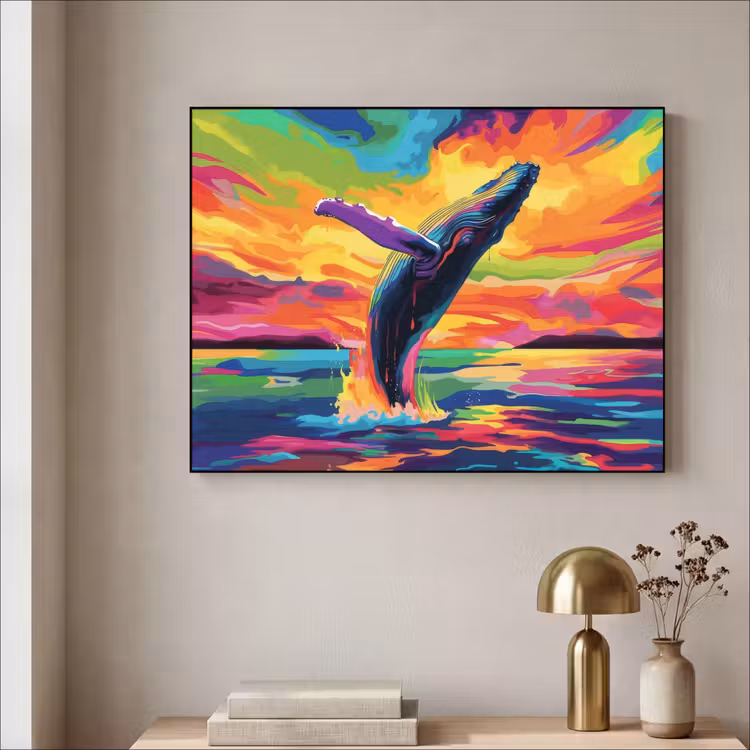 Art Frame - Zonsondergang - Walvis - Geschilderd - Kleurrijk — 5