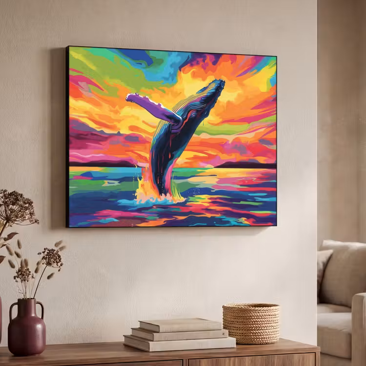 Art Frame - Zonsondergang - Walvis - Geschilderd - Kleurrijk — 7