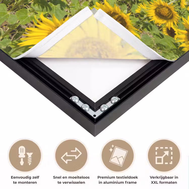 Art Frame - Zonnebloemen - Bloemen - Wolken - Natuur - Geel - Landschap — 4
