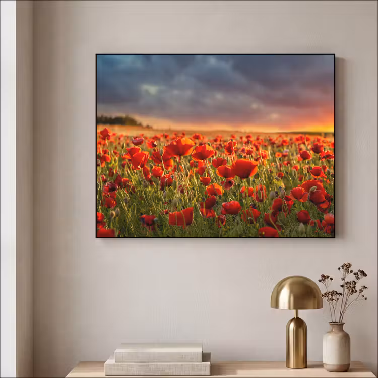 Art Frame - Zonsondergang - Klaprozen - Rood - Bloemen - Veld - Natuur — 5