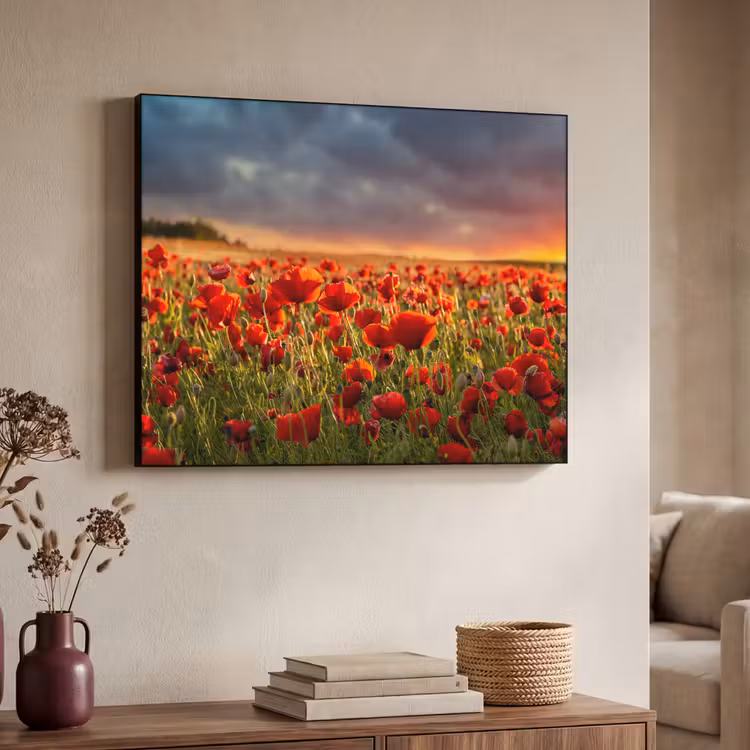 Art Frame - Zonsondergang - Klaprozen - Rood - Bloemen - Veld - Natuur — 7