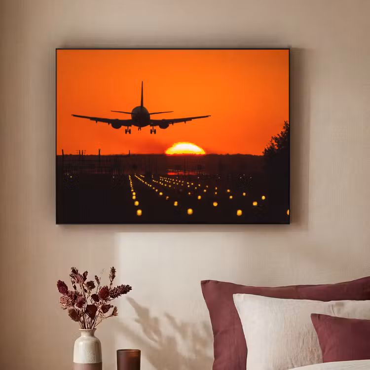 Art Frame - Zonsondergang - Vliegtuig - Oranje - Zon — 3