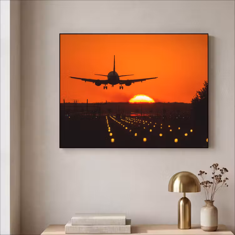 Art Frame - Zonsondergang - Vliegtuig - Oranje - Zon — 5