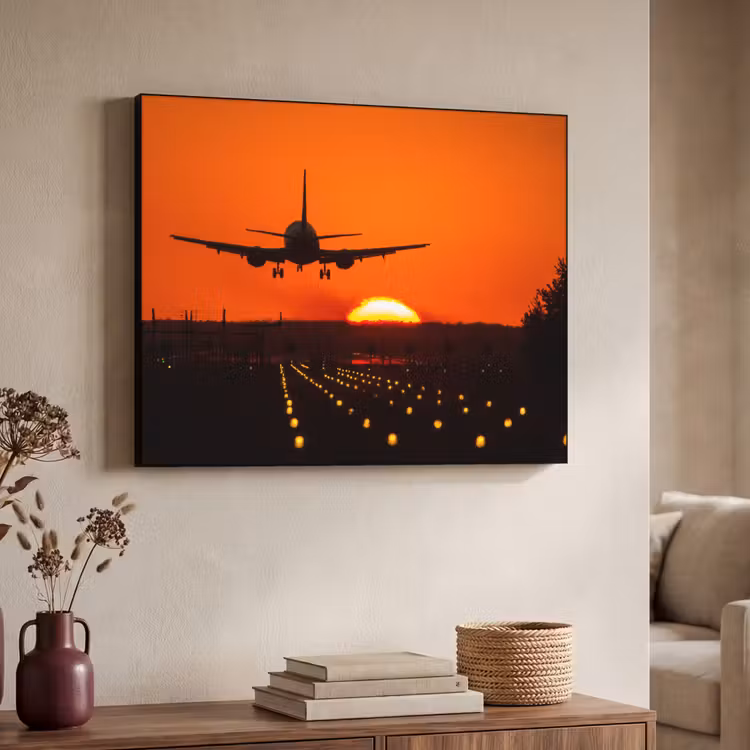 Art Frame - Zonsondergang - Vliegtuig - Oranje - Zon — 7