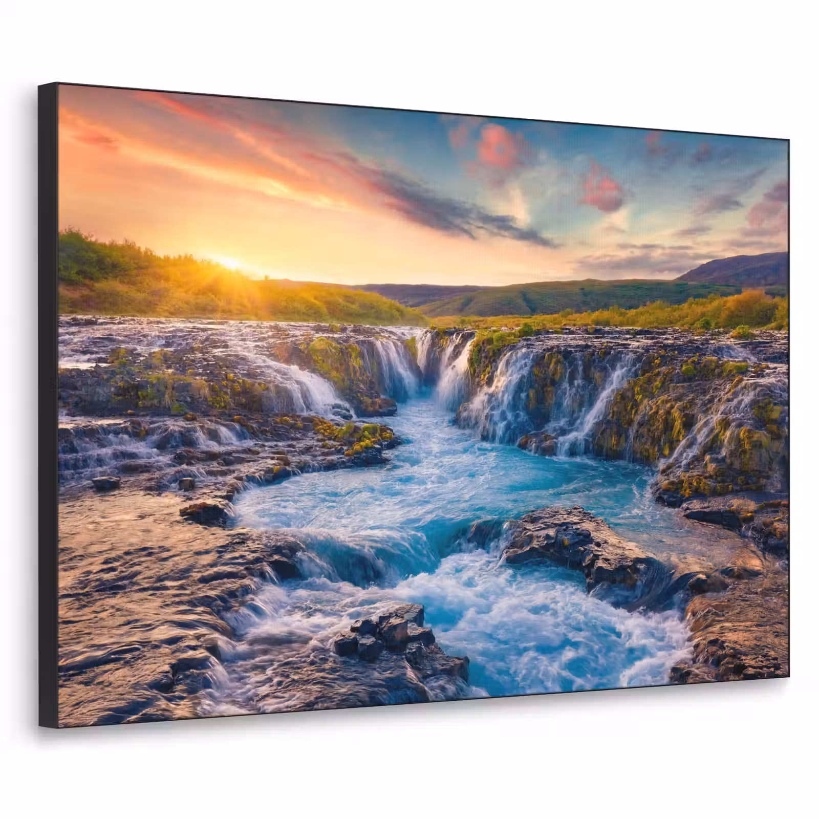 Art Frame - Waterval - Planten - Mos - Landschap - Zonsondergang - Rots — 1