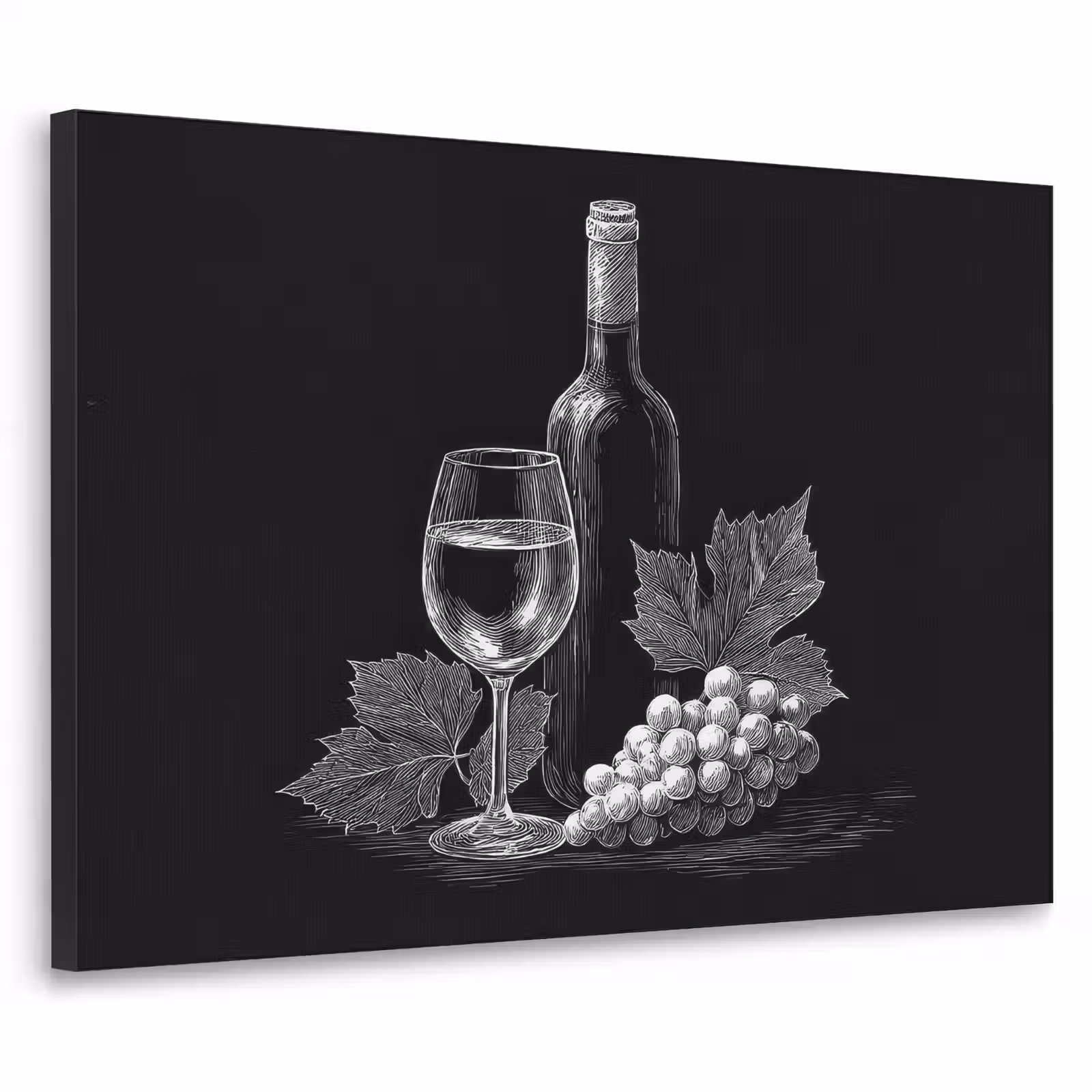 Art Frame - Wijnfles - Glas - Druiven - Bladeren — 1