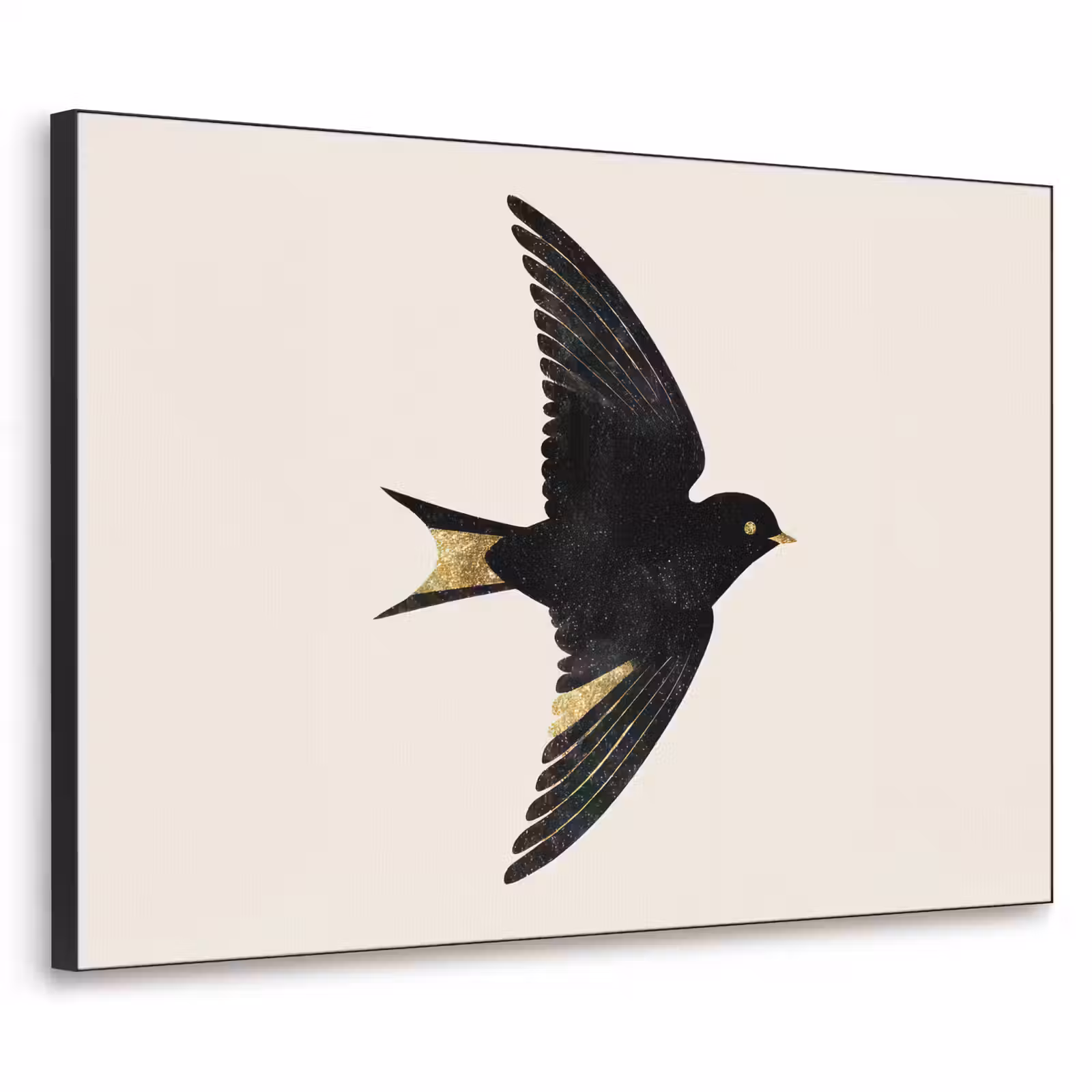 Art Frame - Zwarte zwaluw - Gouden accenten - Lichte achtergrond — 1
