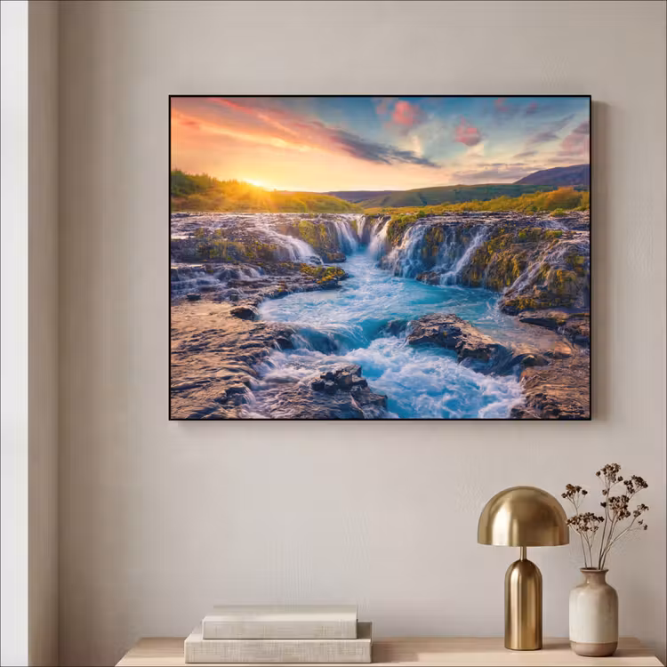 Art Frame - Waterval - Planten - Mos - Landschap - Zonsondergang - Rots — 5
