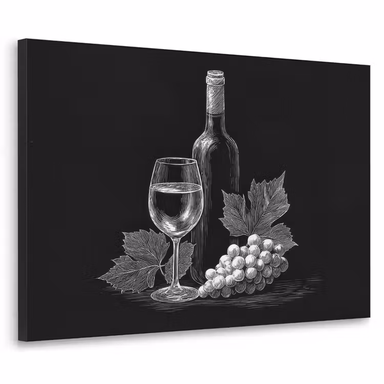 Art Frame - Wijnfles - Glas - Druiven - Bladeren — 1