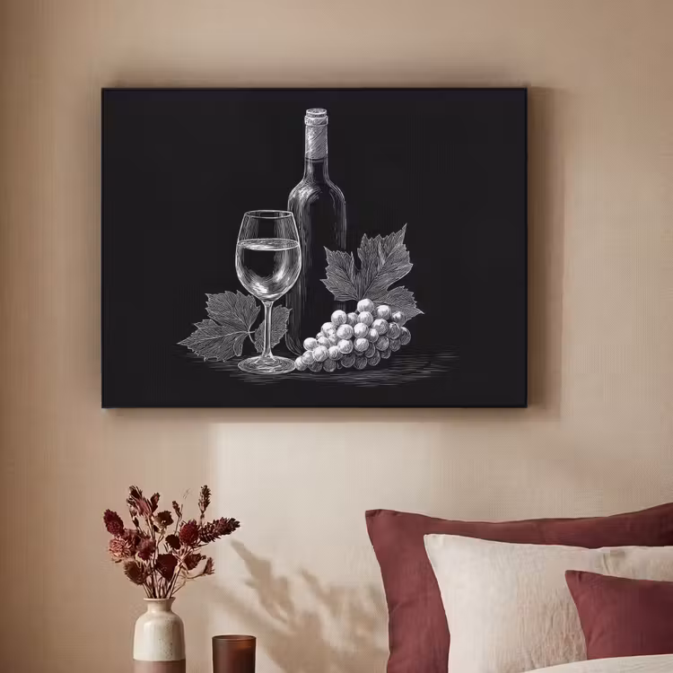 Art Frame - Wijnfles - Glas - Druiven - Bladeren — 3