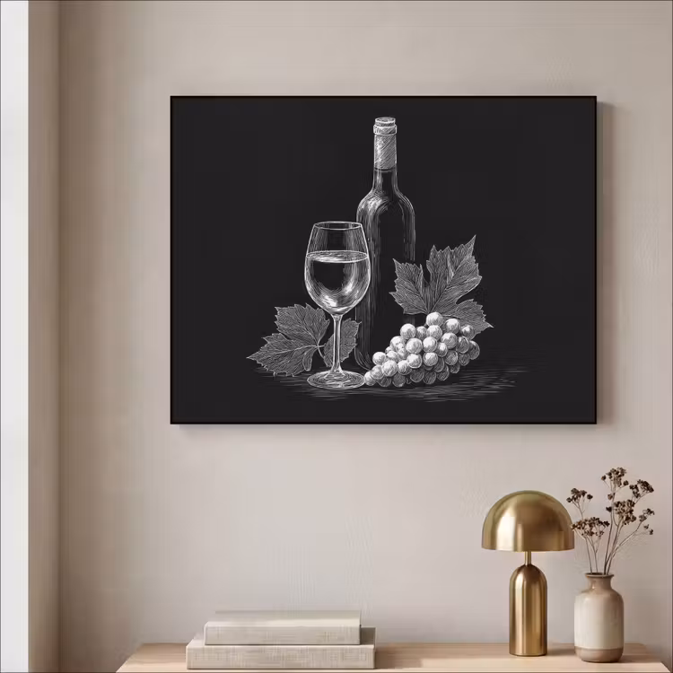 Art Frame - Wijnfles - Glas - Druiven - Bladeren — 5