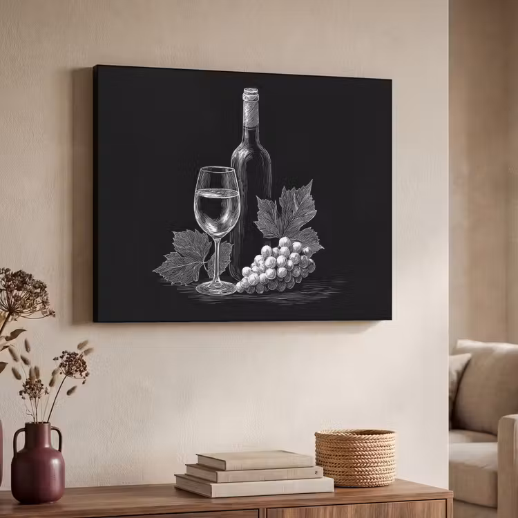 Art Frame - Wijnfles - Glas - Druiven - Bladeren — 7