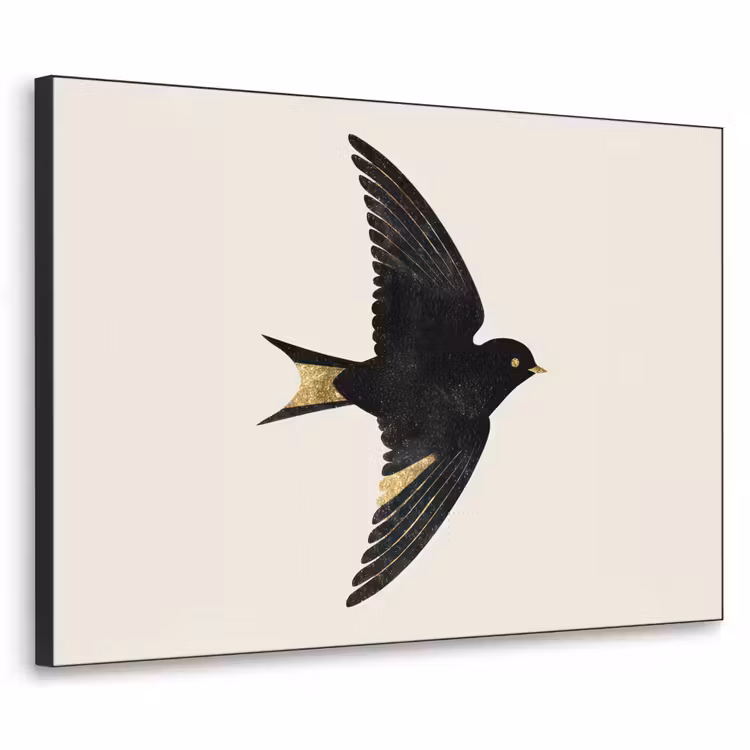 Art Frame - Zwarte zwaluw - Gouden accenten - Lichte achtergrond — 1