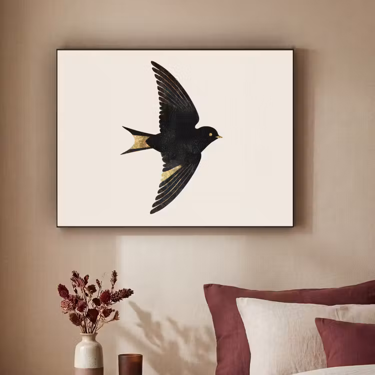 Art Frame - Zwarte zwaluw - Gouden accenten - Lichte achtergrond — 3