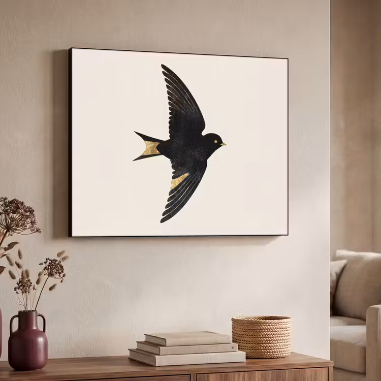 Art Frame - Zwarte zwaluw - Gouden accenten - Lichte achtergrond — 7