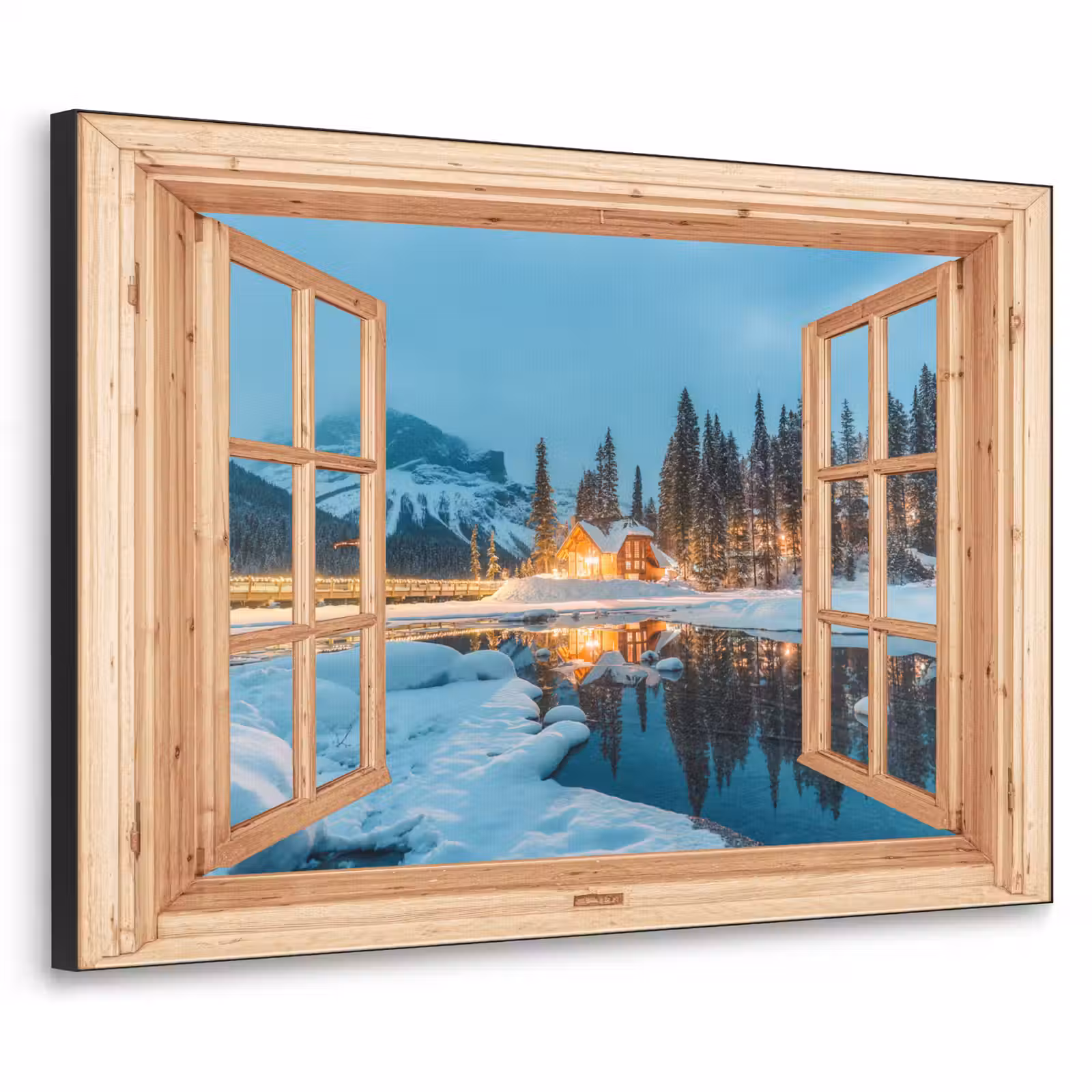 Art Frame - Winterlandschap - Natuur - Huis - Bergen - Doorkijk - Raam — 1