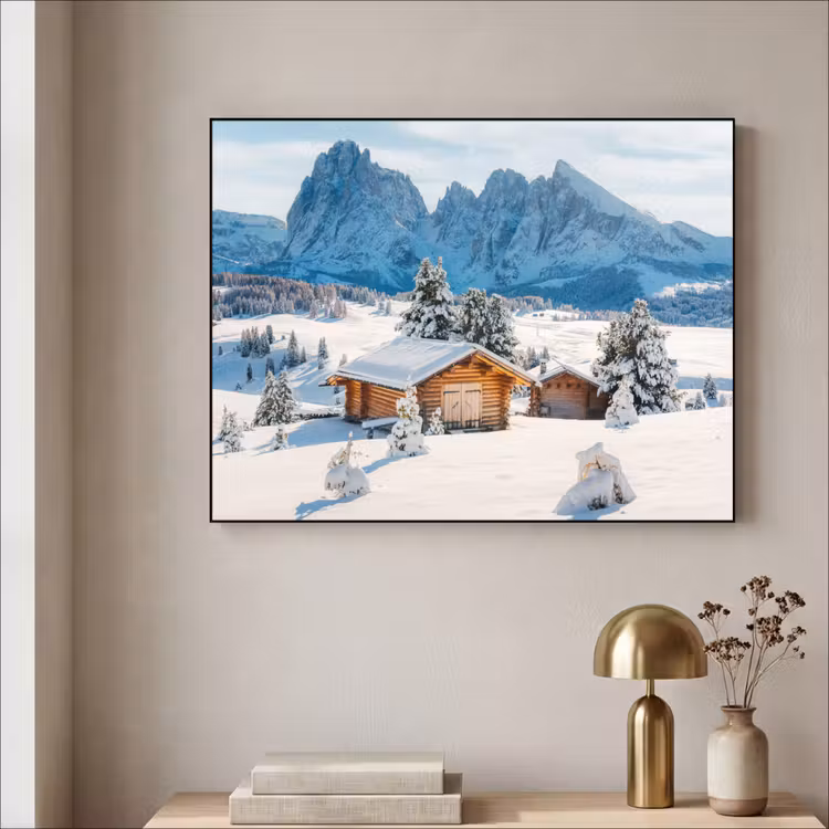 Art Frame - Winter - Huisje - Bergen - Uitzicht - Sneeuw — 5