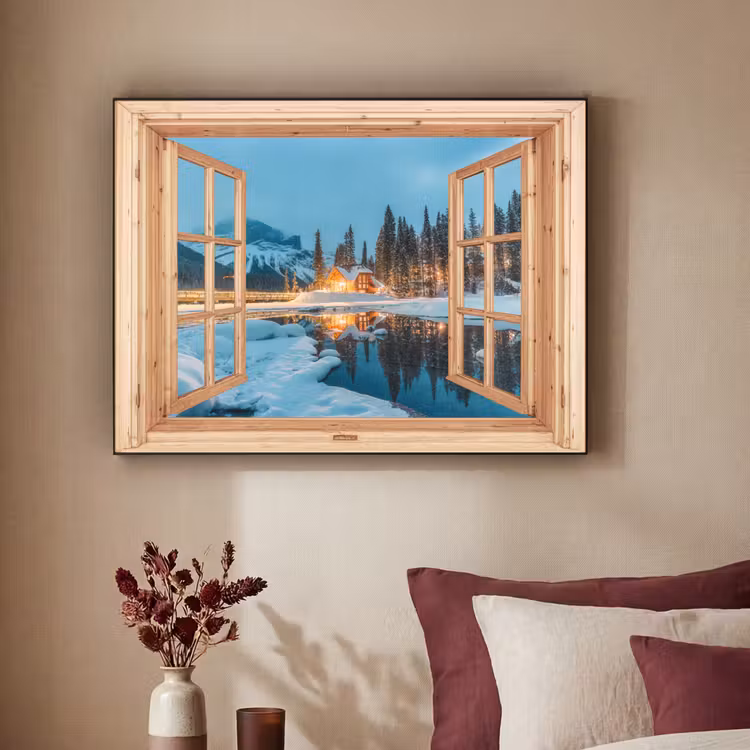 Art Frame - Winterlandschap - Natuur - Huis - Bergen - Doorkijk - Raam — 3