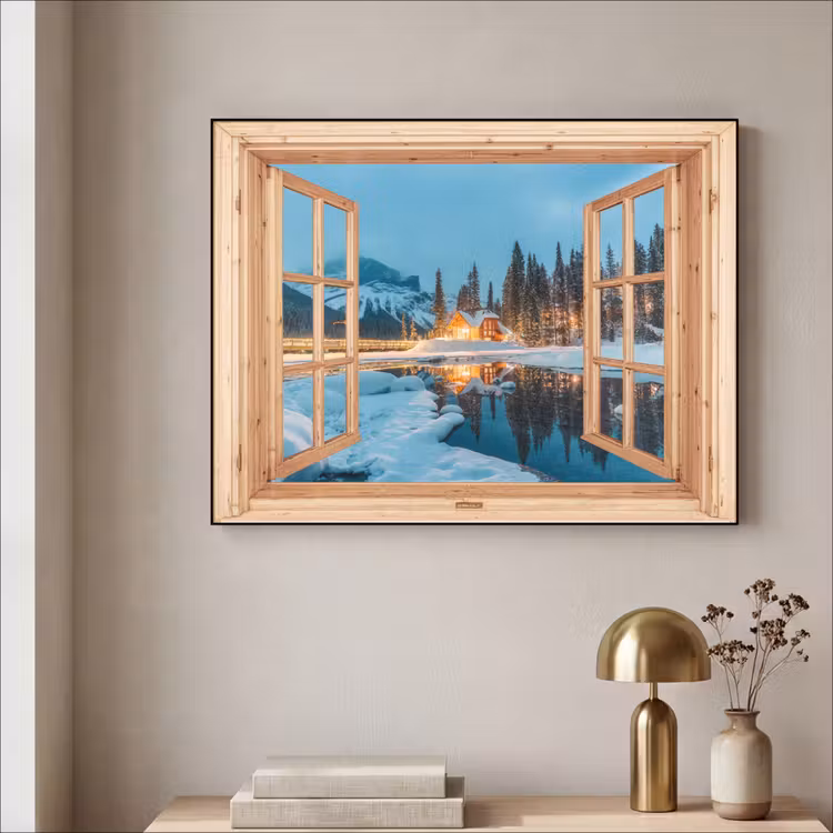 Art Frame - Winterlandschap - Natuur - Huis - Bergen - Doorkijk - Raam — 5
