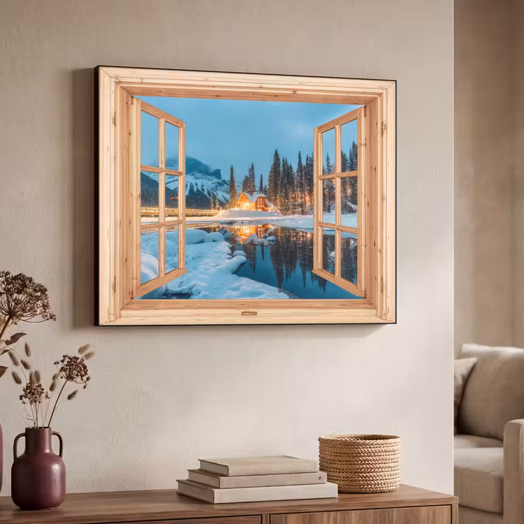 Art Frame - Winterlandschap - Natuur - Huis - Bergen - Doorkijk - Raam — 7