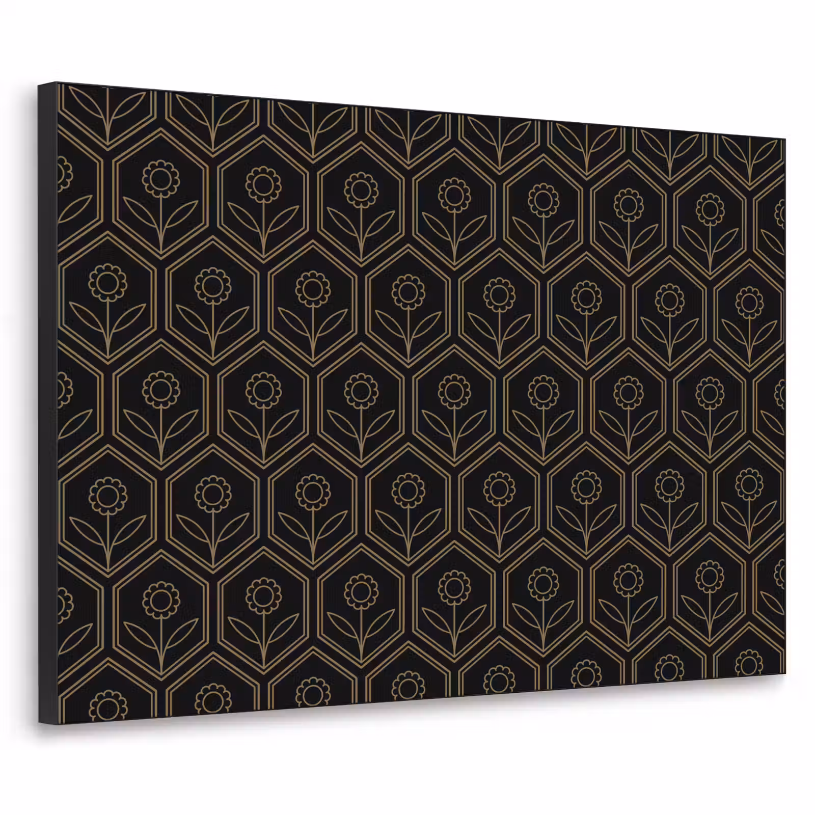 Art Frame - Zeshoek - Zwart - Goud - Bloem — 1