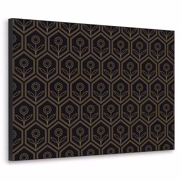 Art Frame - Zeshoek - Zwart - Goud - Bloem — 1