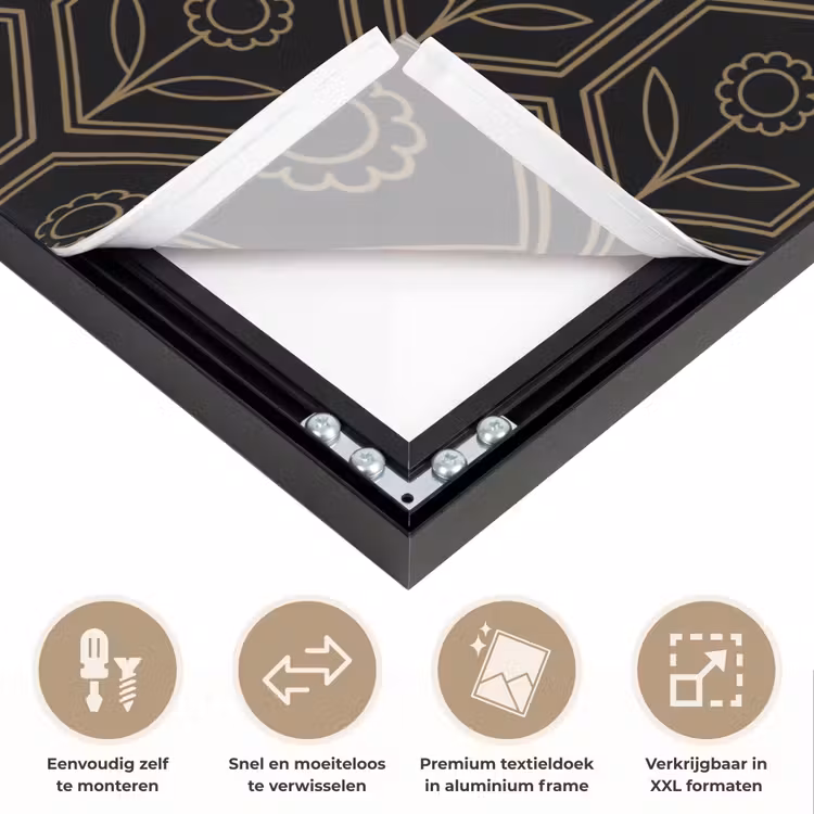 Art Frame - Zeshoek - Zwart - Goud - Bloem — 4