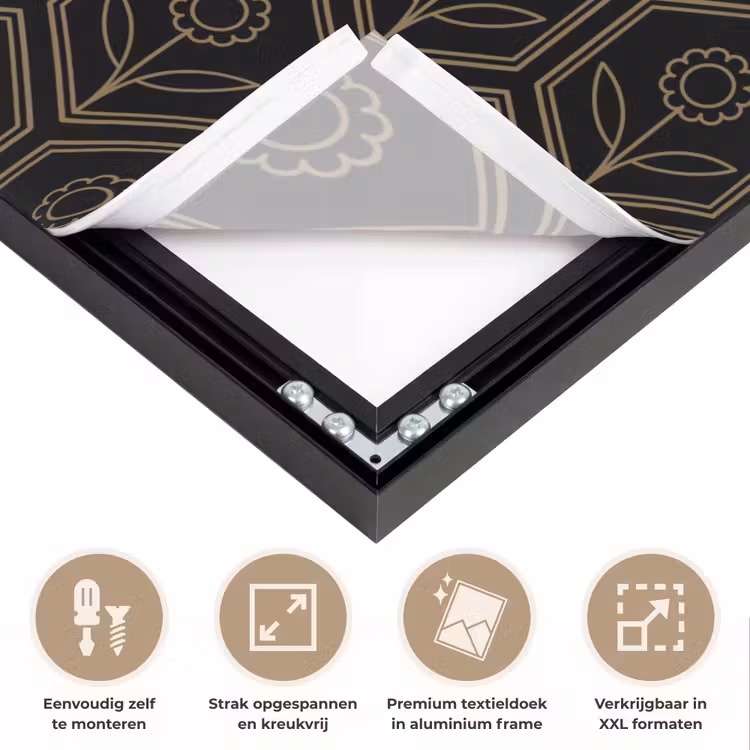 Art Frame - Zeshoek - Zwart - Goud - Bloem — 8