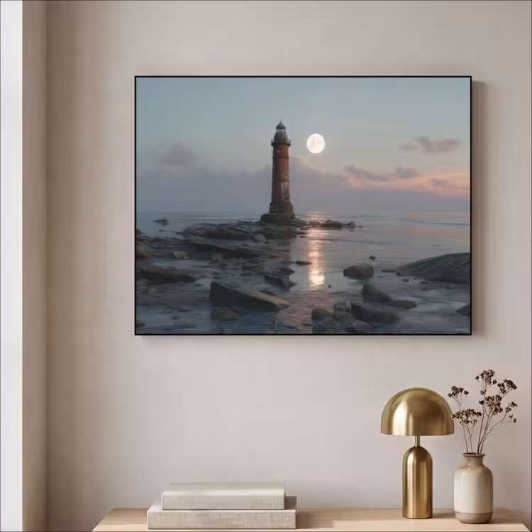 Art Frame - Vuurtoren - Stenen - Water - Maan — 5