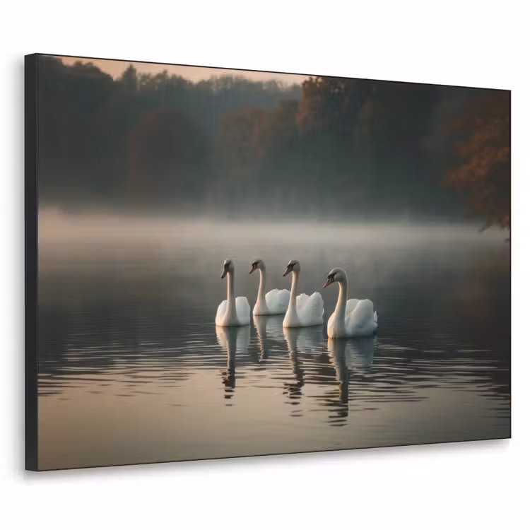 Art Frame - Zwanen - Wit - Water - Mist — 1