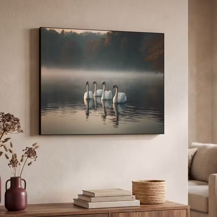 Art Frame - Zwanen - Wit - Water - Mist — 7